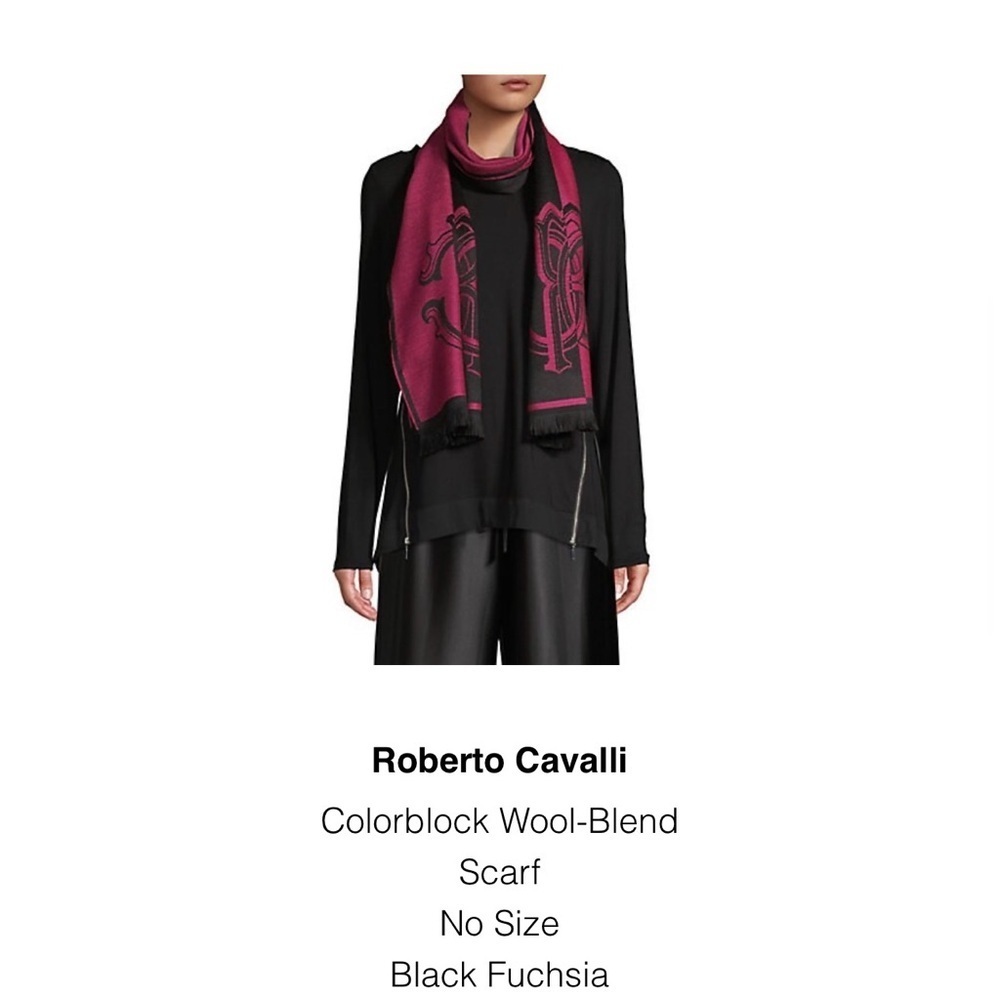 Roberto Cavalli Black and Pink Scarf